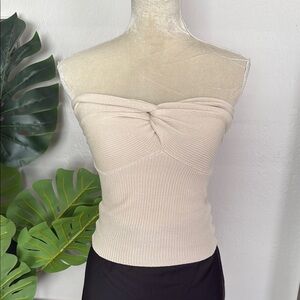 Fashion strapless cross front tube top lightweight knit